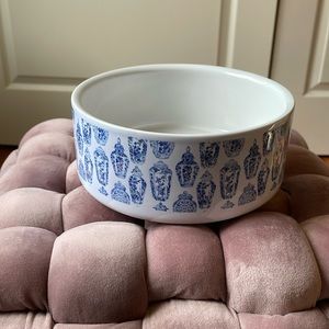 Chinoiserie Ginger Jars Pet Bowl, Blue and White, Ceramic